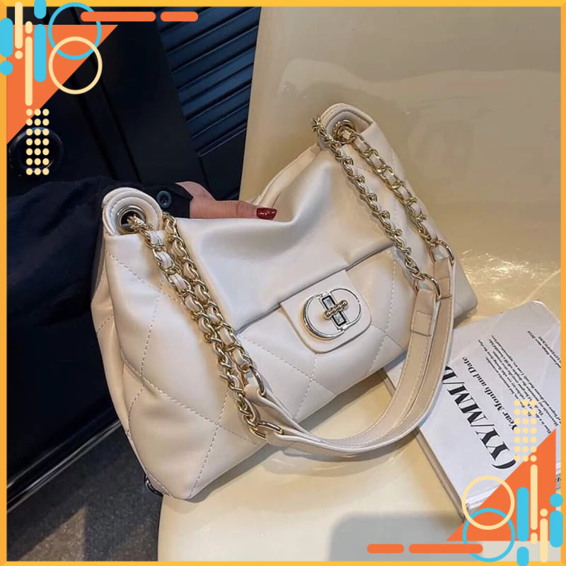 Túi xách thời trang thêu khoá soay 2 quai mố