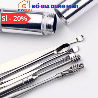 Bộ lấy ráy tai, bộ dụng cụ ngoáy tai 6 món chuyên nghiệp Inox kèm hộp (Chọn Phân Loại)