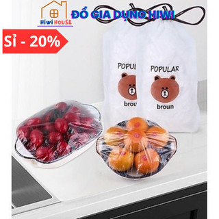 Màng bọc thực phẩm co giãn siêu dai có chun hình túi gấu set 100 chiếc Shop Hiwi