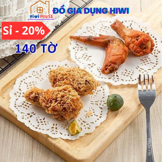 Giấy Thấm Dầu Thực Phẩm 140 Tờ Thấm Dầu Ăn Đồ Chiên Rán Tròn Hoa Văn Đục Lỗ Đa Năng Tiện Dụng