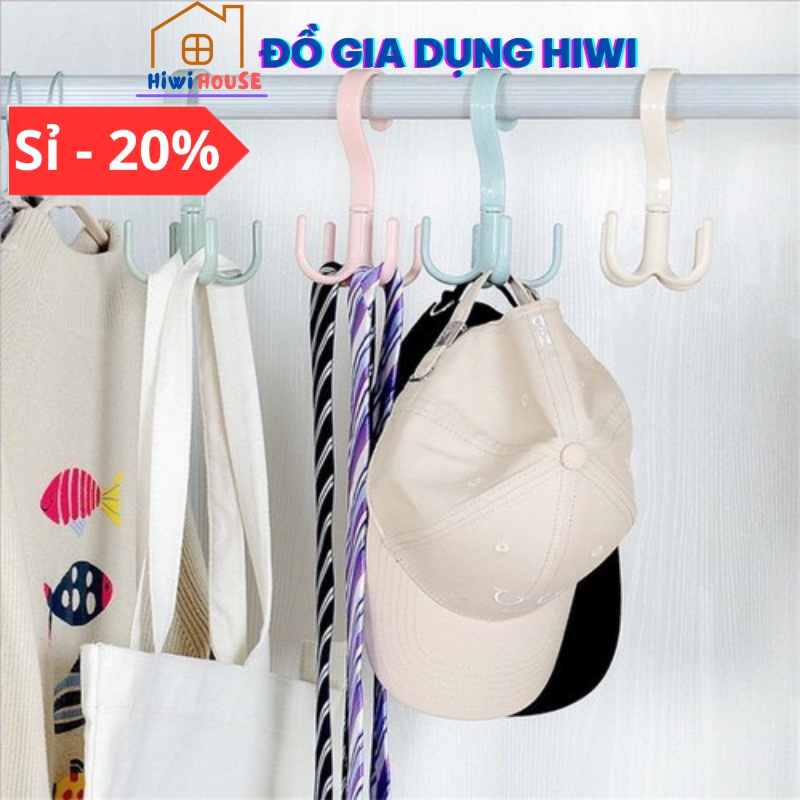 Móc Nhựa 4 Chấu Xoay 360 Độ Treo Đồ Đa Năng