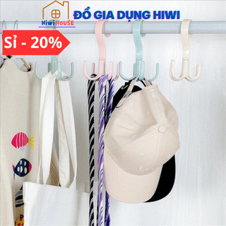 Móc nhựa 4 chấu xoay 360 độ treo đồ đa năng