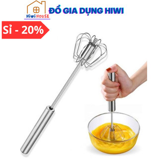 Cây Phới Lồng Đánh Trứng ĐỘNG NĂNG INOX - Dụng Cụ Đánh Bột Có Trục Lò Xo Xoay 360 Độ Tự Động Nhỏ Gọn