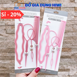 Bộ 4 món dụng cụ làm tóc tạo kiểu phồng rút búi tóc đa năng