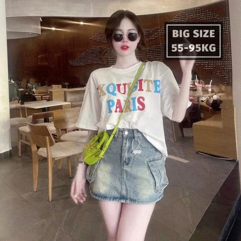 Chân váy jean bigsize dáng chữ A, quần giả váy che khuyết điểm cực tốt đủ size 60-90kg