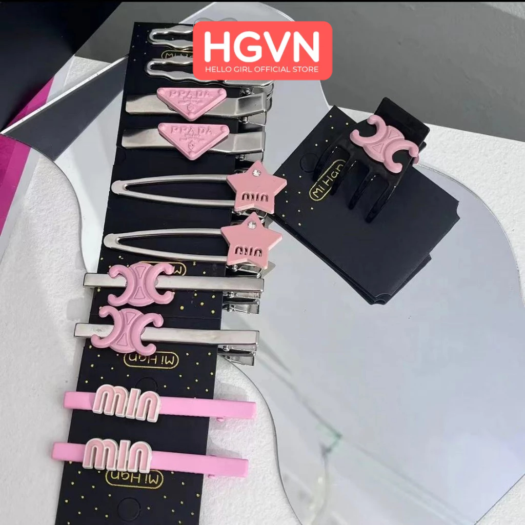 SET 11 Kẹp Tóc Mái Kẹp Tách Đính Charm Ngôi Sao Chữ X M.I.N Blackpink HGVN Thời Tran Phong Cách Pháp Dành Cho Nữ