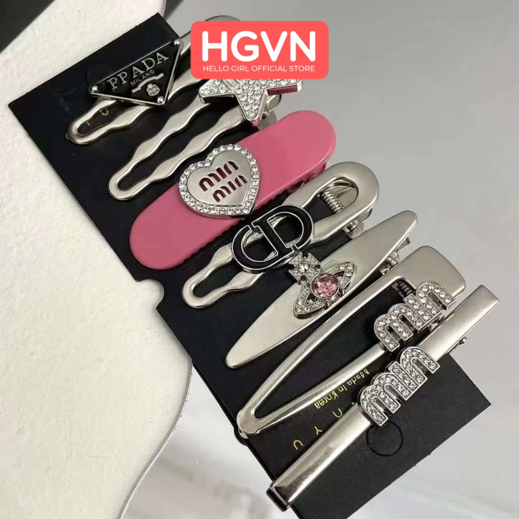 SET 11 Kẹp Tóc Mái Kẹp Tách Đính Charm Ngôi Sao Chữ X M.I.N Blackpink HGVN Thời Tran Phong Cách Pháp Dành Cho Nữ