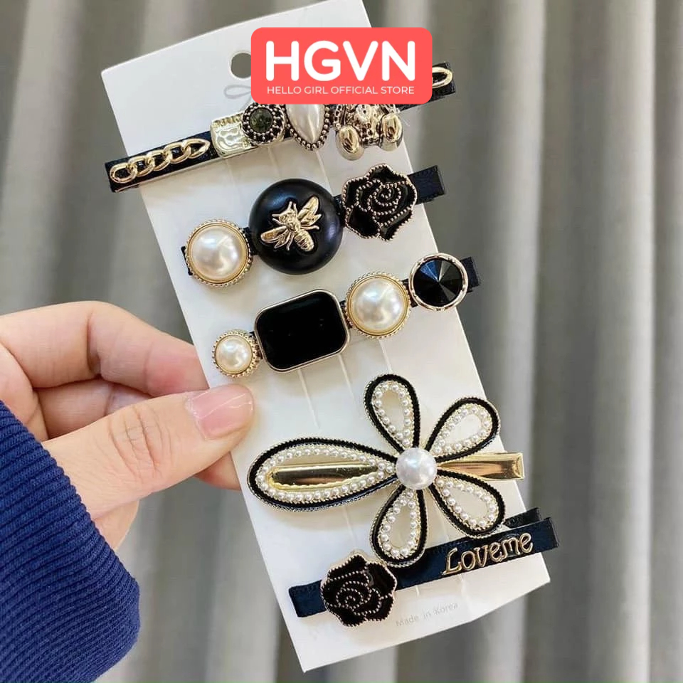 SET 11 Kẹp Tóc Mái Kẹp Tách Đính Charm Ngôi Sao Chữ X M.I.N Blackpink HGVN Thời Tran Phong Cách Pháp Dành Cho Nữ