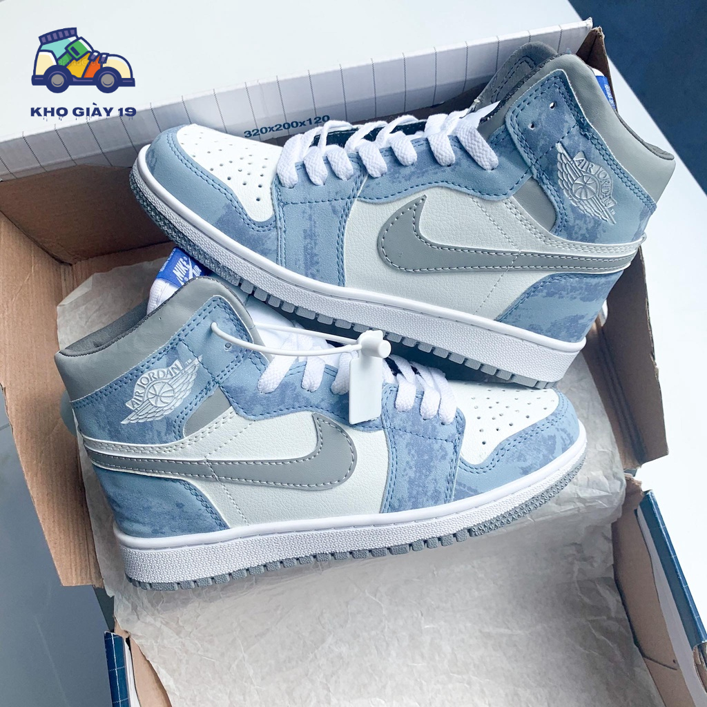 Giày Jordan xanh nỉ cao, Giày Jordan high tye dye unisex hot trend 2022