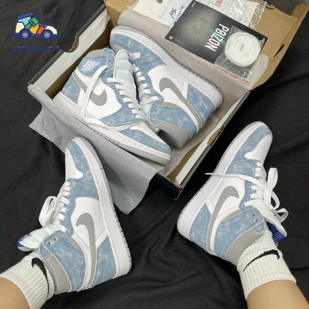 Giày Jordan xanh nỉ cao, Giày Jordan high tye dye unisex hot trend 2022