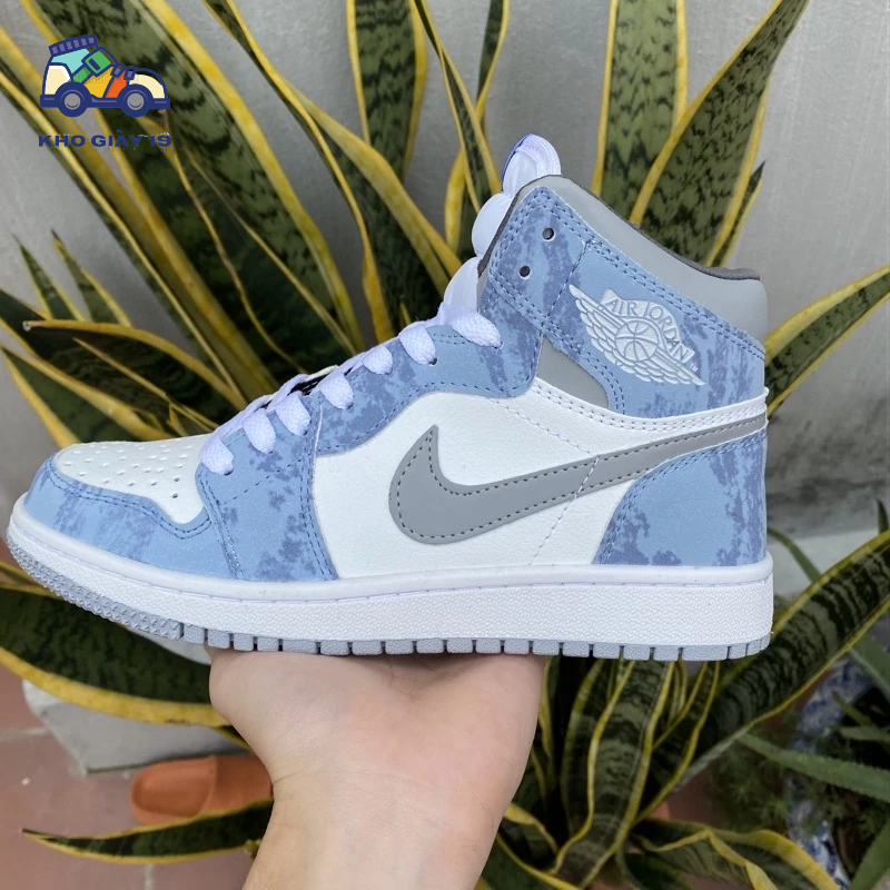 Giày Jordan xanh nỉ cao, Giày Jordan high tye dye unisex hot trend 2022