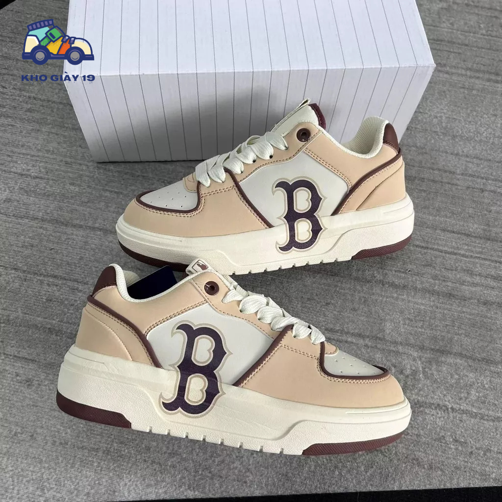 Giày thể thao MLB Chunky Boston đỏ nâu, Sneaker Chunky LA siêu hot trend 2023 Full Box