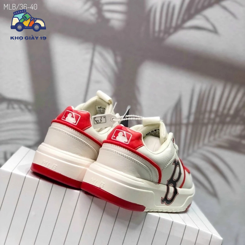 Giày thể thao MLB Chunky Boston đỏ nâu, Sneaker Chunky LA siêu hot trend 2023 Full Box