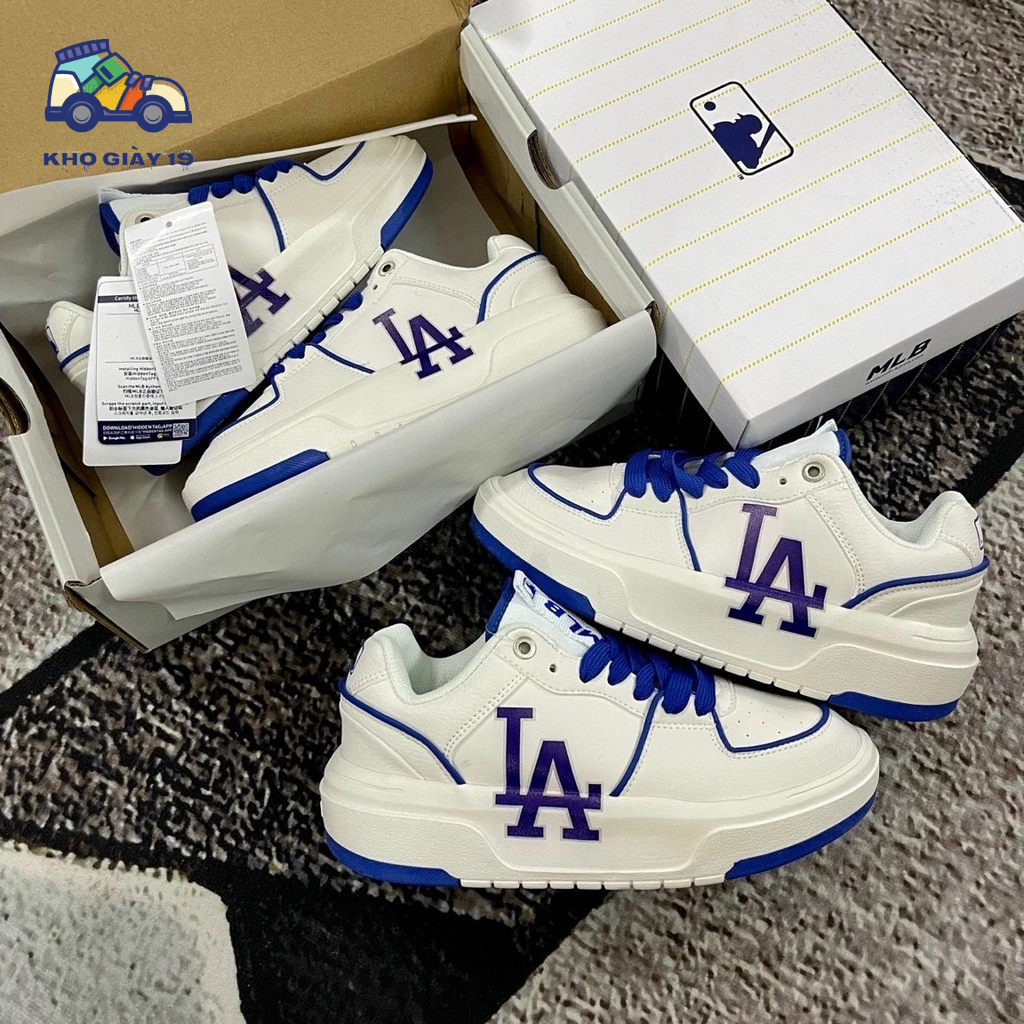 Giày MLB Chunky LA xanh dương, Giày LA da xịn cao cấp êm chân bản đẹp Full Box