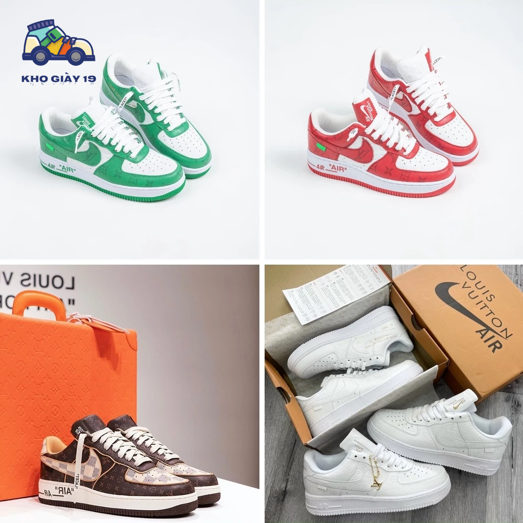 Giày AF1 LV Xanh Đỏ, Giày thể thao AF1 LV Trắng phối màu siêu hot bản đẹp Full Box