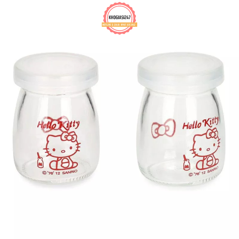 Hũ Thủy Tinh Làm Sữa Chua In Nhiều Hình Ngộ Nghĩnh, Dễ Thương, Hũ Thủy Tinh Mẫu Trụ Tròn Vát Eo in Lin LOGO cực CUTE