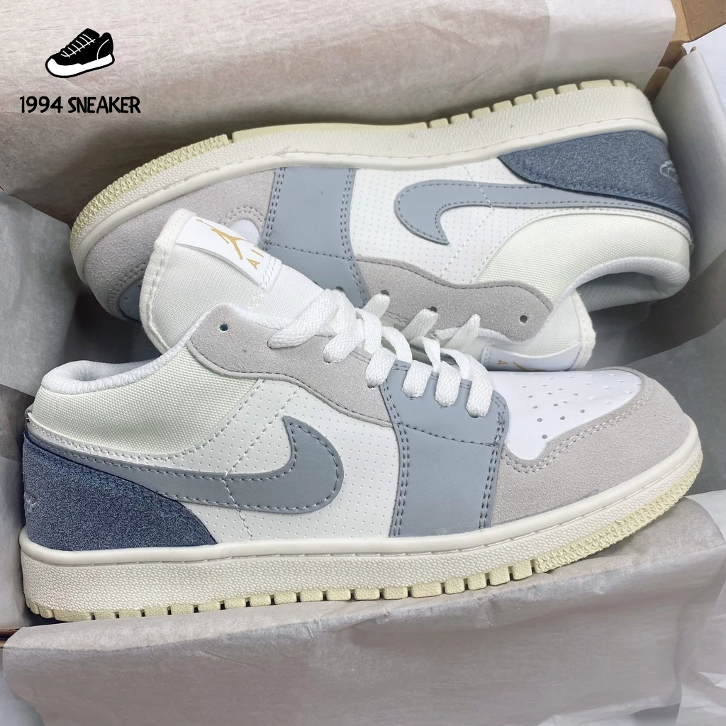 Giày thể thao JD1 Paris_Giày sneaker JD1 low xám xanh phối đồ nam nữ 2023 Full Box