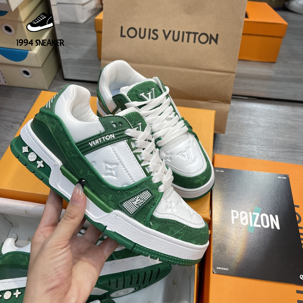 Giày thể thao LV Xám, Giày LV Đen + Xanh Lá mẫu mới 2023 bản cao cấp Full Box
