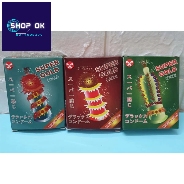 Bao cao su siêu gai bi râu Super Gold - Hàng Nhật