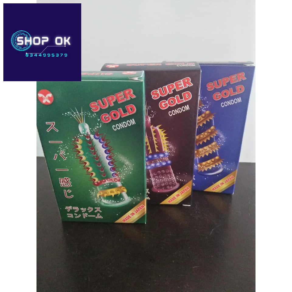 Bao cao su siêu gai bi râu Super Gold - Hàng Nhật