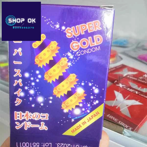 Bao cao su siêu gai bi râu Super Gold - Hàng Nhật
