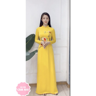 Áo dài truyền thống, Áo Dài thêu hoa màu vàng-Mã T3