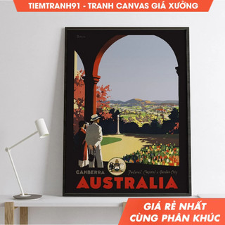 Tranh treo tường, Discover the Charm of Australia's Capital City with this Vintage 1950s Travel Poster of Canberra.