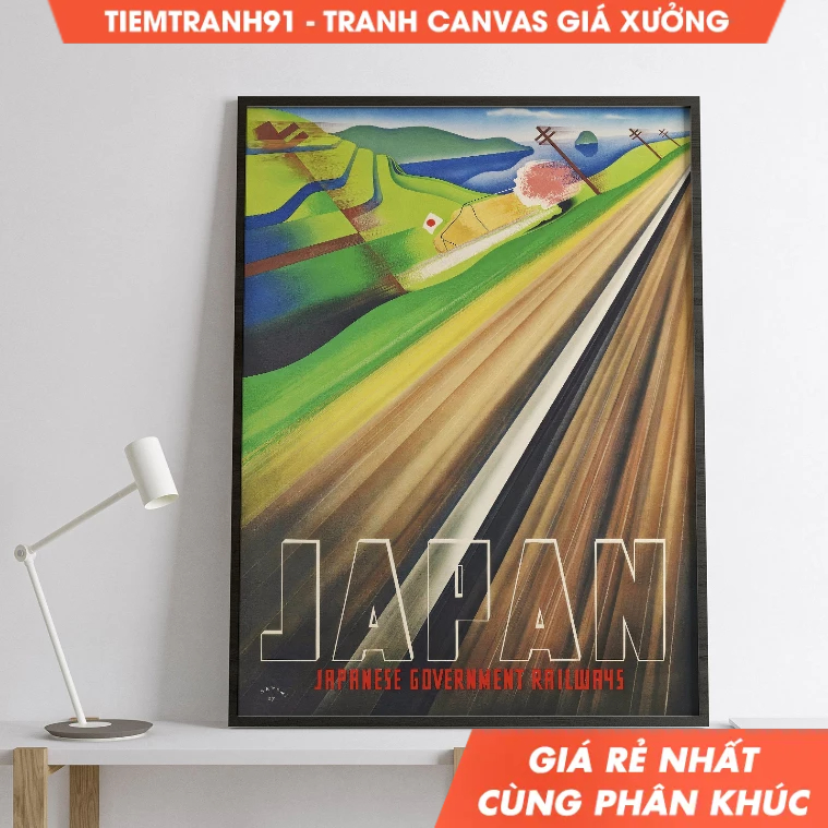 Tranh treo tường, Discover Japan's History Vintage Travel Poster, tặng kèm đinh treo, nhận in theo y
