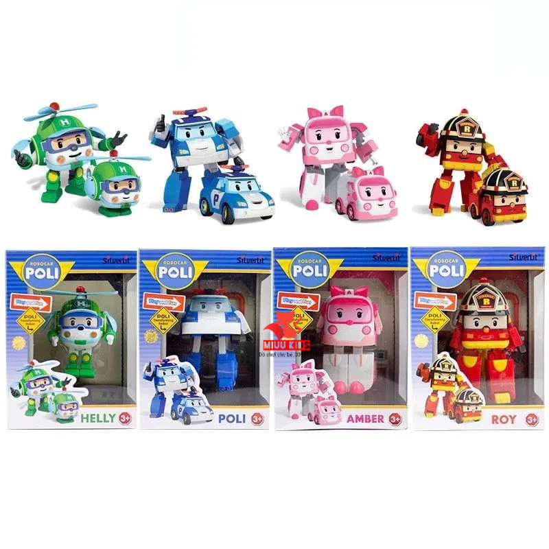 Combo Biệt đội 4 Robocar Poli biến hình 2 trong 1 Bằng Nhựa Cao Cấp Cho Bé