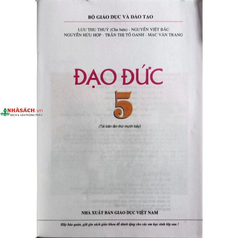 Đạo Đức lớp 5+Bìa bao