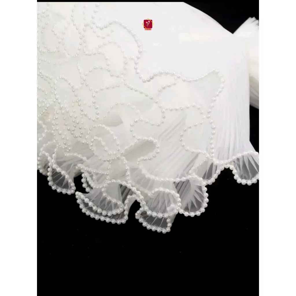 VOAN NGỌC, voan sóng viền ngọc trang trí bó hoa 28cm*4,5m