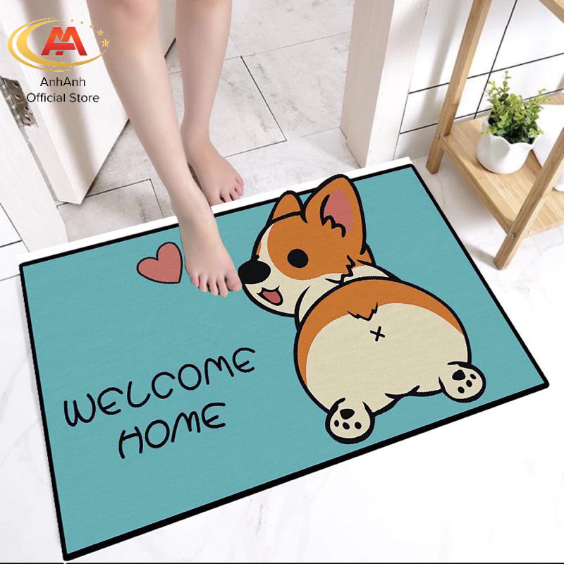 Thảm lau chân hình thú AnhAnh kích thước 40x60 thấm hút tốt