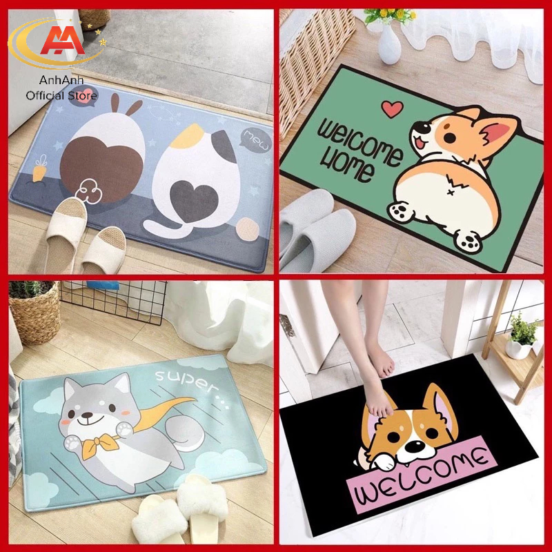 Thảm lau chân hình thú AnhAnh kích thước 40x60 thấm hút tốt