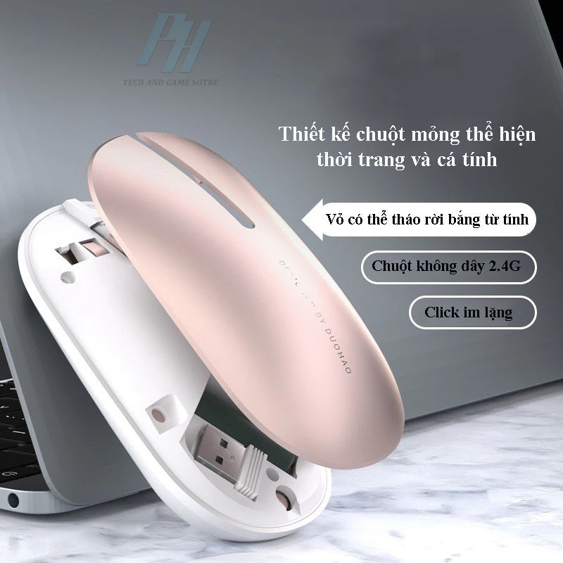 Chuột Không Dây Kết Nối Wireless 2.4G DUOHAO M26 Click Chống ồn Pin AA chuyên cho PC Laptop sử dụng văn phòng