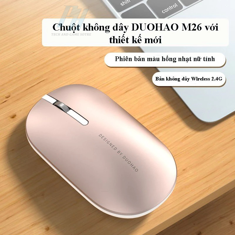 Chuột Không Dây Kết Nối Wireless 2.4G DUOHAO M26 Click Chống ồn Pin AA chuyên cho PC Laptop sử dụng văn phòng