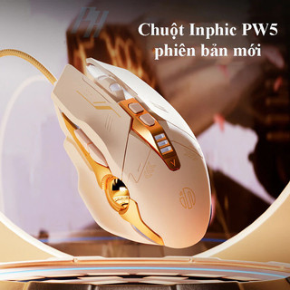 Chuột chơi game có dây Inphic PW5 màu hồng siêu cute hỗ trợ điều chỉnh DPI 4 tốc độ lên đến 4800 - Chính hãng