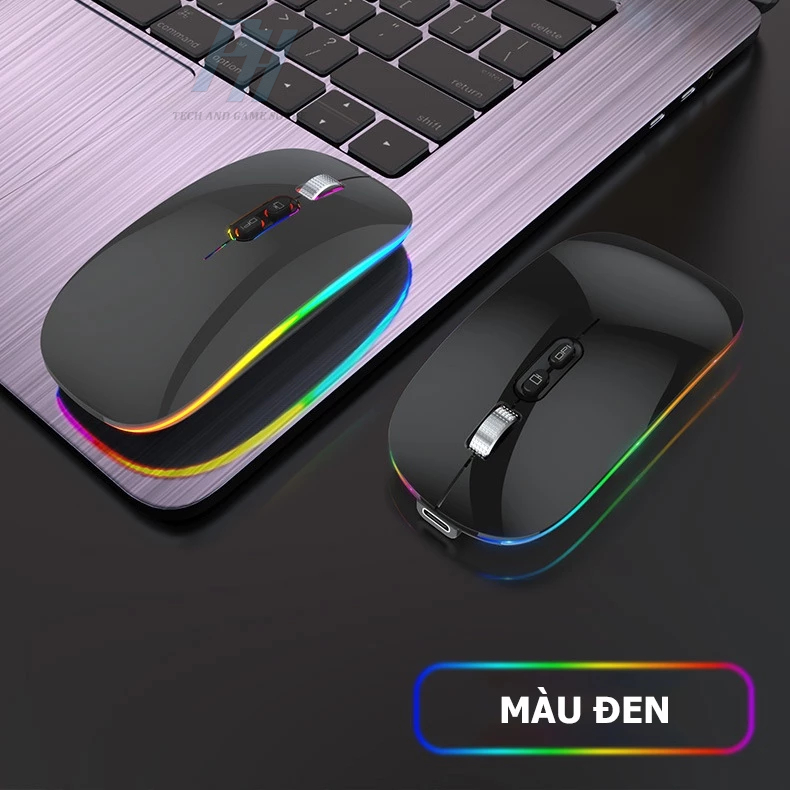Chuột Không Dây Bluetooth FMOUSE M103 pin sạc type C không ồn  LED RGB cho máy tính - Hàng Chính Hãng