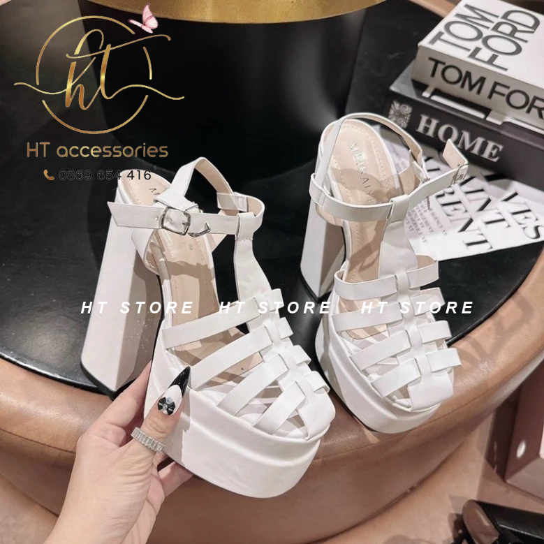 GIÀY CAO GÓT 14 PHÂN VUÔNG ĐÚP QUAI RỌ SIÊU TÔN DÁNG DỄ MANG DỄ PHỐI ĐỒ 𝐦𝐚̂̃𝐮 𝐦𝐨̛́𝐢 𝟐𝟎​𝟐𝟑​​