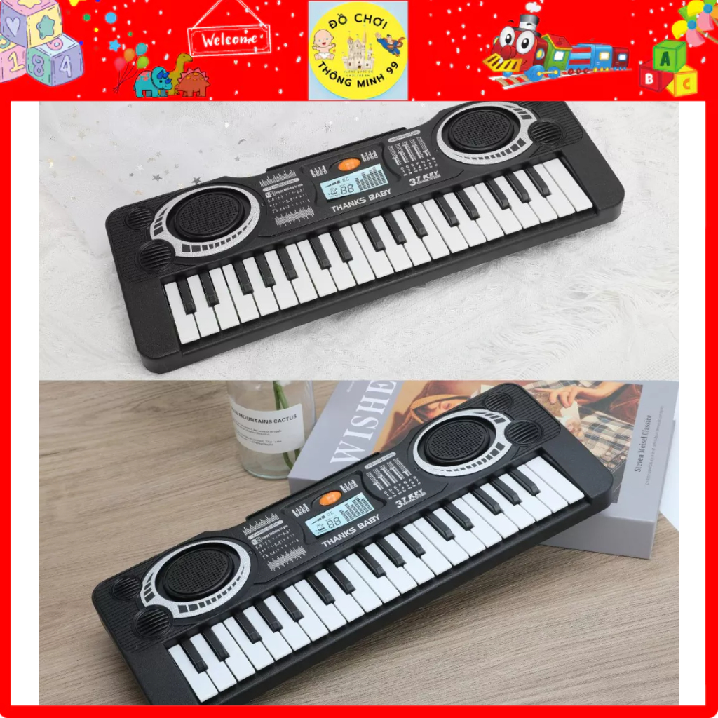Đàn piano điện tử 61 phím cho bé, thiết kế đầy đủ tính năng, đi kèm micro và dây nguồn