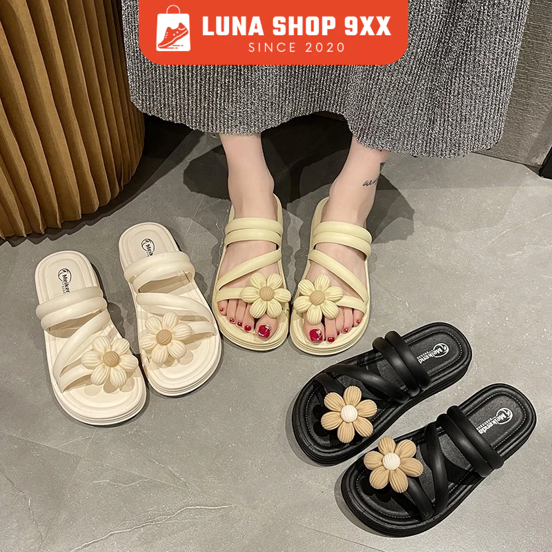 Dép Nữ Quai Dây Gắn Hoa Chịu Nước, Siêu Êm , Dép Sandal Đơn Giản MS628