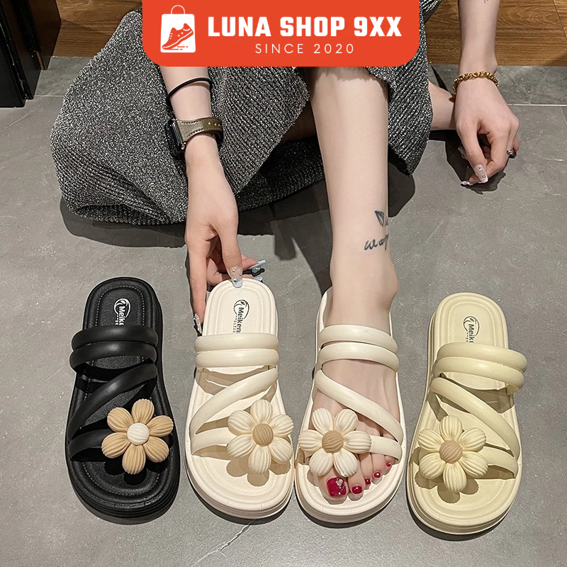 Dép Nữ Quai Dây Gắn Hoa Chịu Nước, Siêu Êm , Dép Sandal Đơn Giản MS628