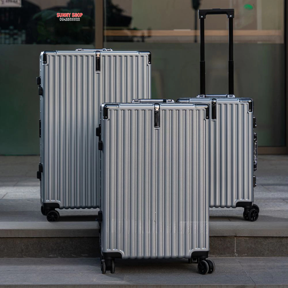 Vali khung nhôm khóa sập mẫu mới, vali size 20, size 24, size 28 nhám chống xước