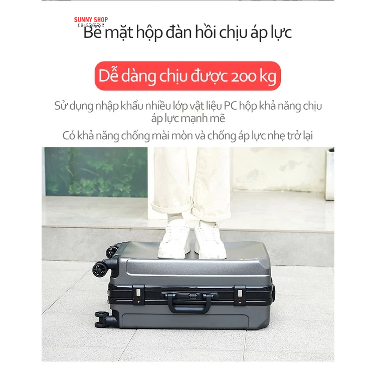 Vali du lịch, vali khóa sập du lịch USB Nội Địa Trung, khung nhôm nhựa ABS siêu bền,  - Kích thước 20, 24 inch