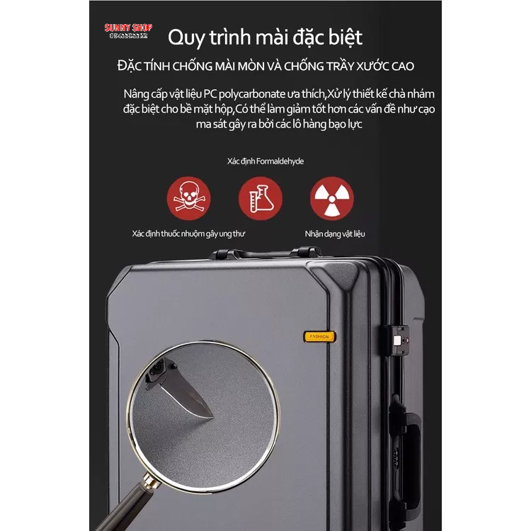Vali du lịch, vali khóa sập du lịch USB Nội Địa Trung, khung nhôm nhựa ABS siêu bền,  - Kích thước 20, 24 inch
