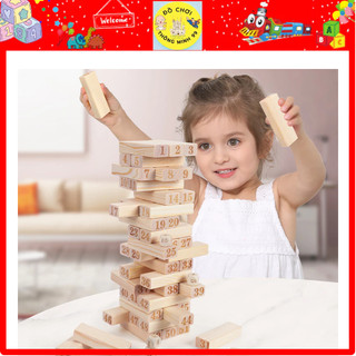 Bộ đồ chơi rút gỗ 54 thanh, xếp hình domino cho trẻ