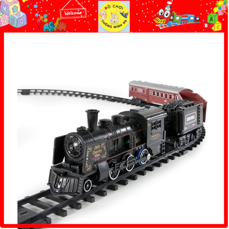 Đồ chơi tàu hoả chạy pin có đường ray, nhạc đèn cao cấp cho bé, đồ chơi chạy pin đường ray