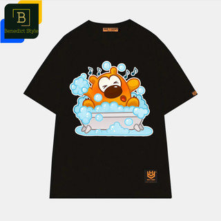 Áo thun unisex hình gấu Attila the Hon ngồi trong bồn tắm vui nhộn áo phông tay lỡ BND310
