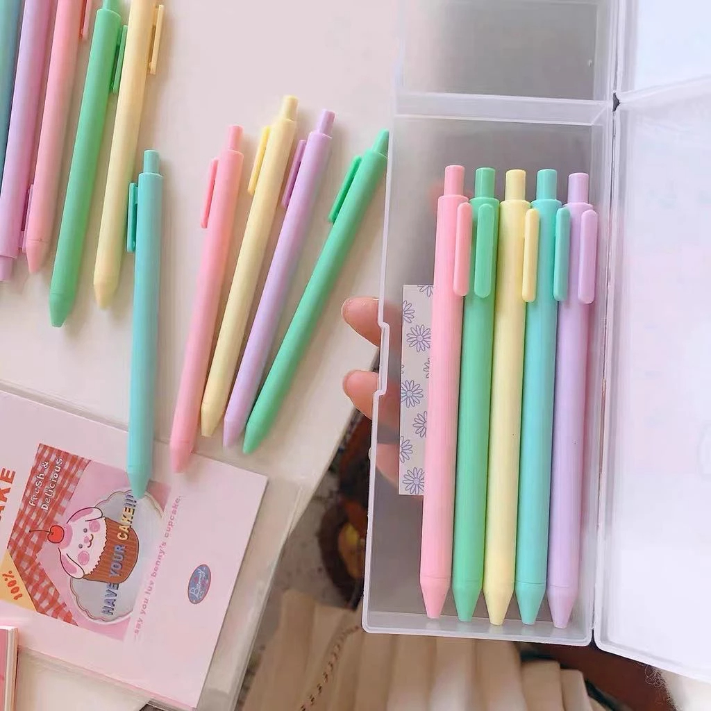 10 Bút bi bấm vỏ màu macaron tuỳ chọn dễ thương ngòi 0.5mm mực đen bút gel