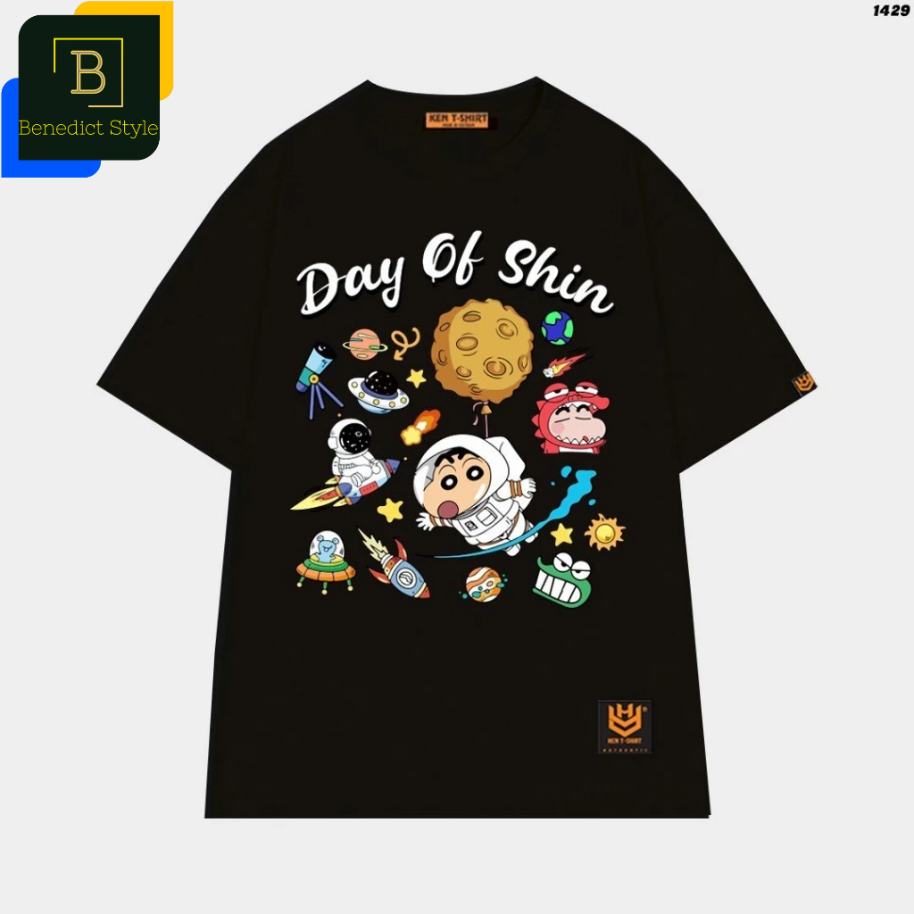 Áo thun tay lỡ unisex áo đôi bé Shin Chan Cậu bé bút chì nhiều họa tiết Day of Shin