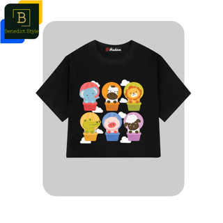 Croptop in hình các bé voi heo sư tử cừu cá sấu ngựa vằn bay trên khinh khí cầu baby animals BND106